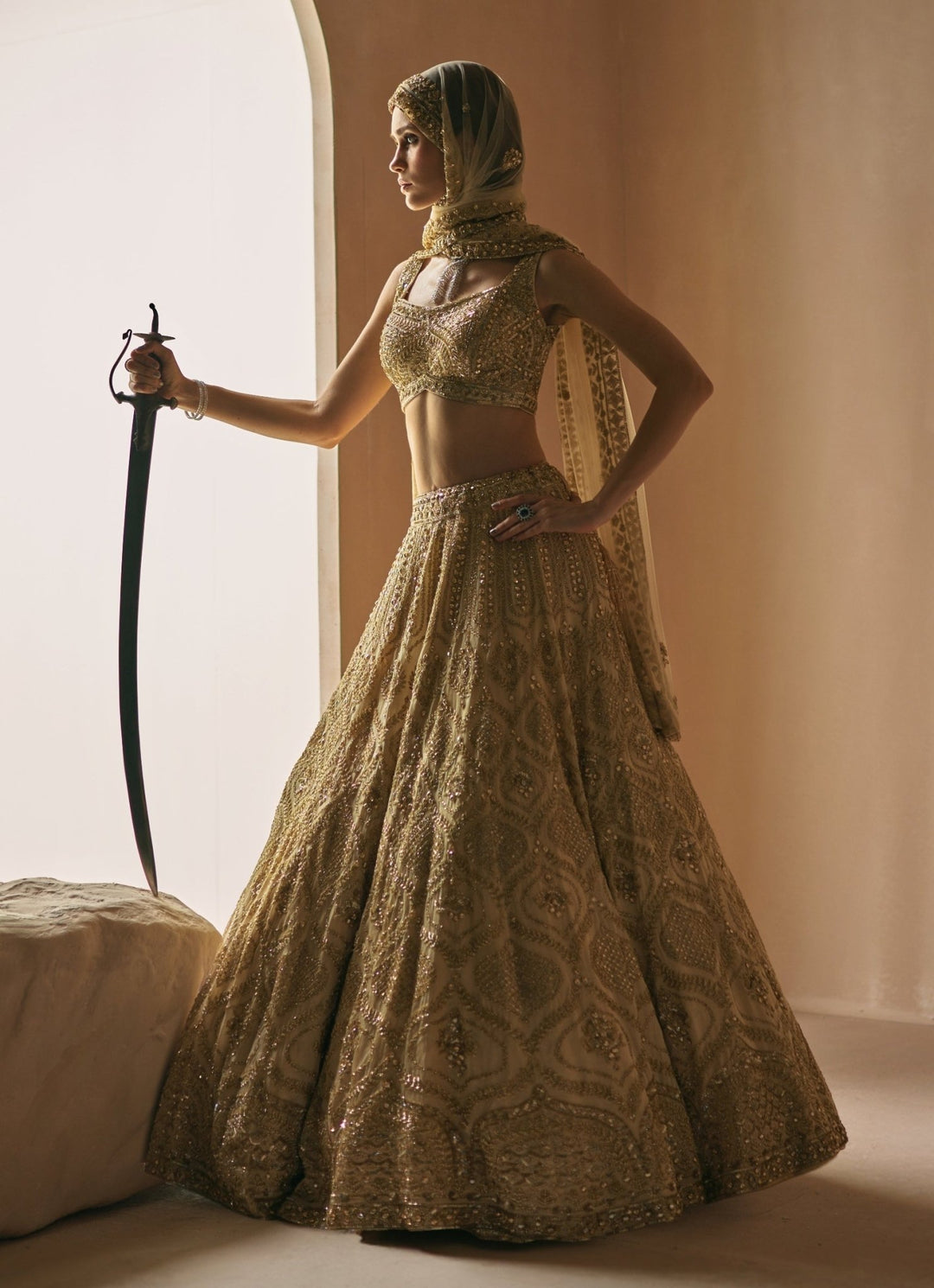 Champagne Gold Embroidered Bridal Lehenga Angad Singh - Fabilicious Fashion