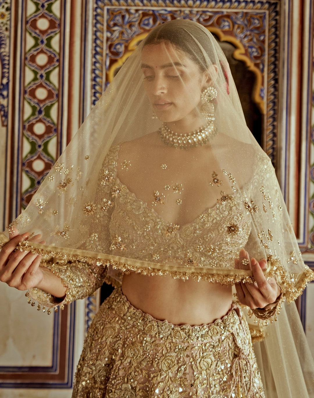 Champagne Gold Embroidered Lehenga Set Nitika Gujral - Fabilicious Fashion