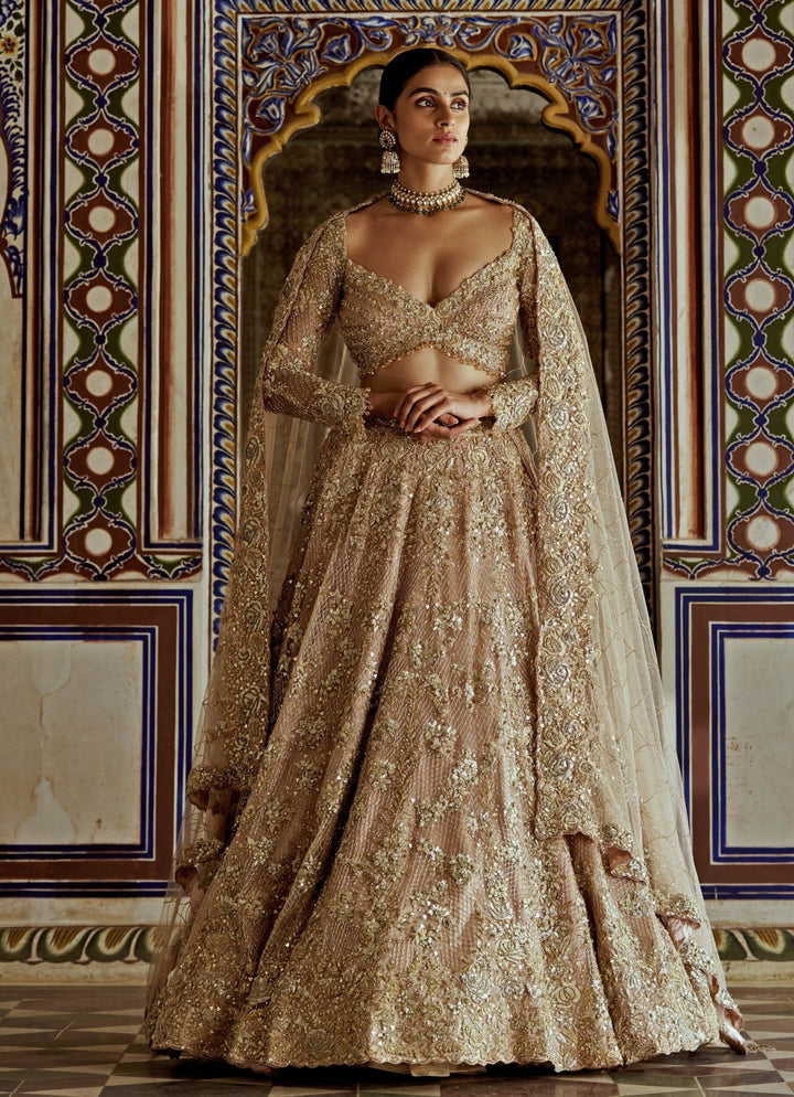 Champagne Gold Embroidered Lehenga Set Nitika Gujral - Fabilicious Fashion