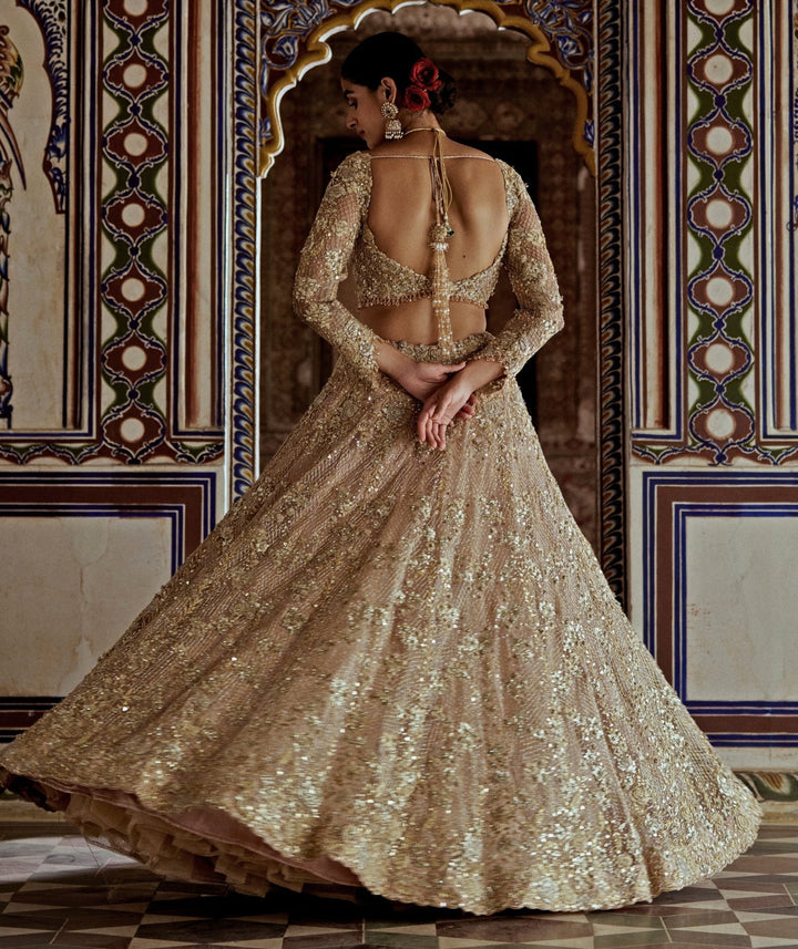 Champagne Gold Embroidered Lehenga Set Nitika Gujral - Fabilicious Fashion