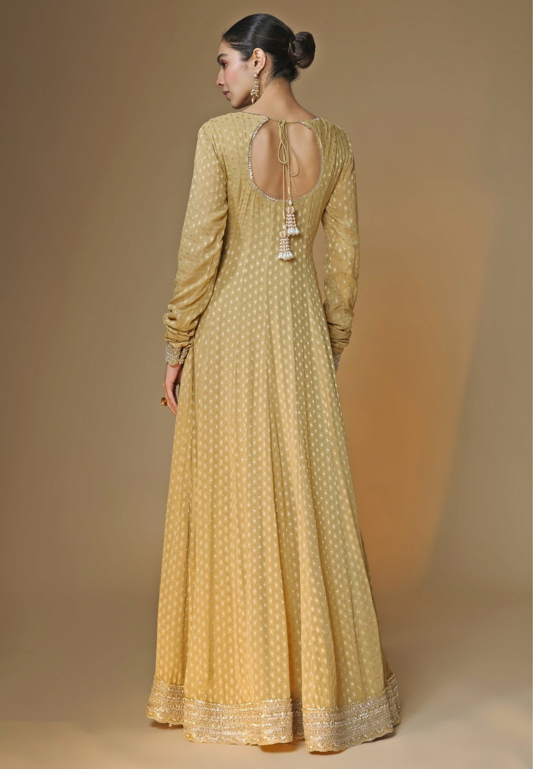 Renee Label Champagne Gold Georgette AnarkaliFabilicious Fashion