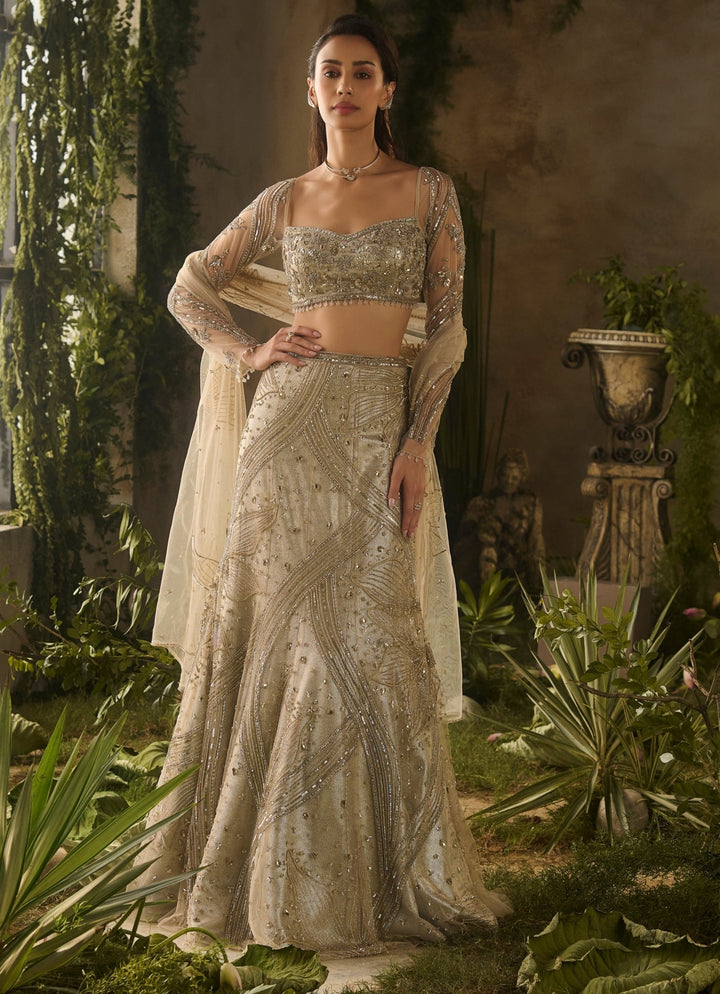 Champagne Gold Mermaid Lehenga Set Parul Gandhi - Fabilicious Fashion