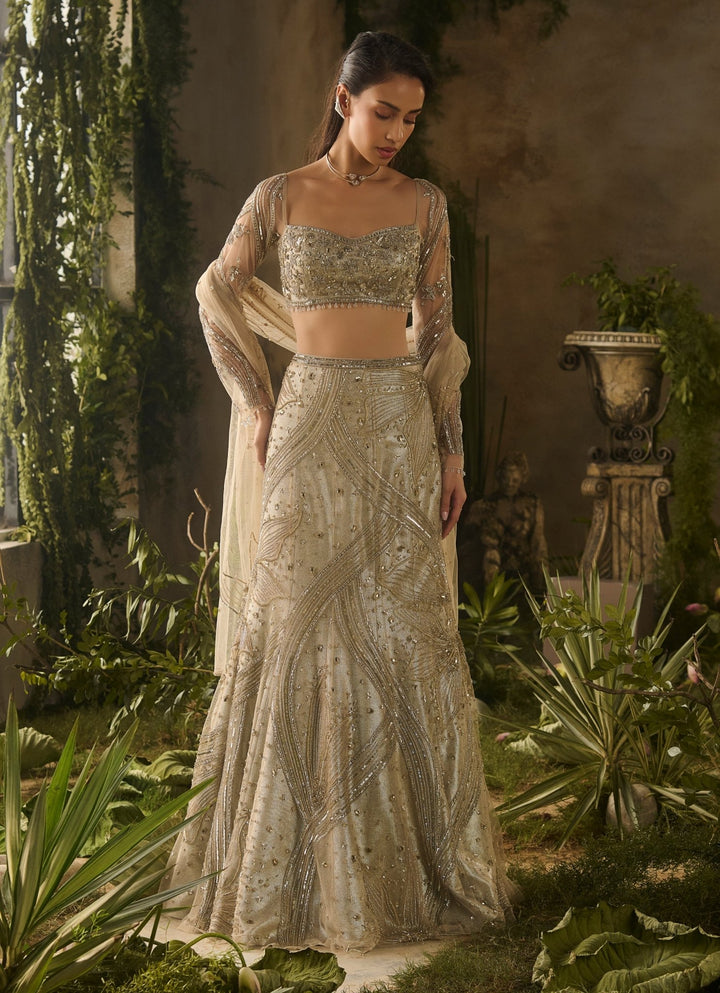 Champagne Gold Mermaid Lehenga Set Parul Gandhi - Fabilicious Fashion