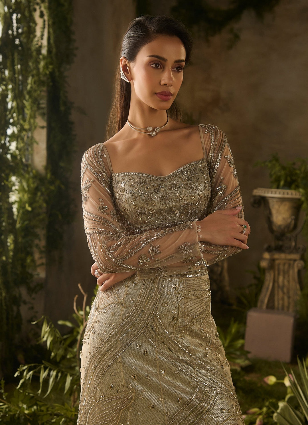 Champagne Gold Mermaid Lehenga Set Parul Gandhi - Fabilicious Fashion