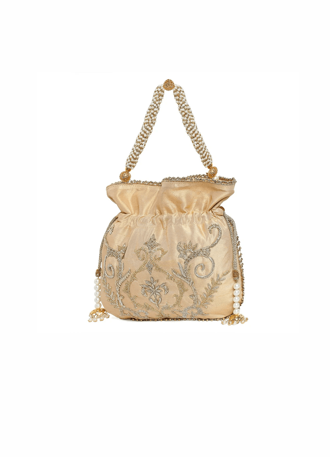 Champagne Gold Pearl Potli The Purple Sack - Fabilicious Fashion