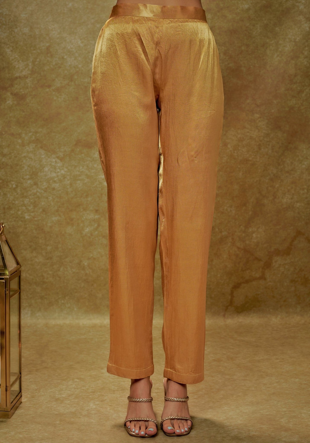 Champagne Gold Sequin Embroidered Kurta Pants Set Renee Label - Fabilicious Fashion