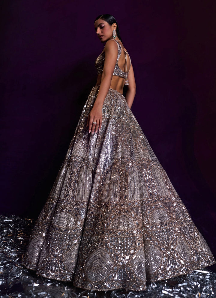 Champagne Gold Sequins Embroidered Bridal Lehenga Set Angad Singh - Fabilicious Fashion