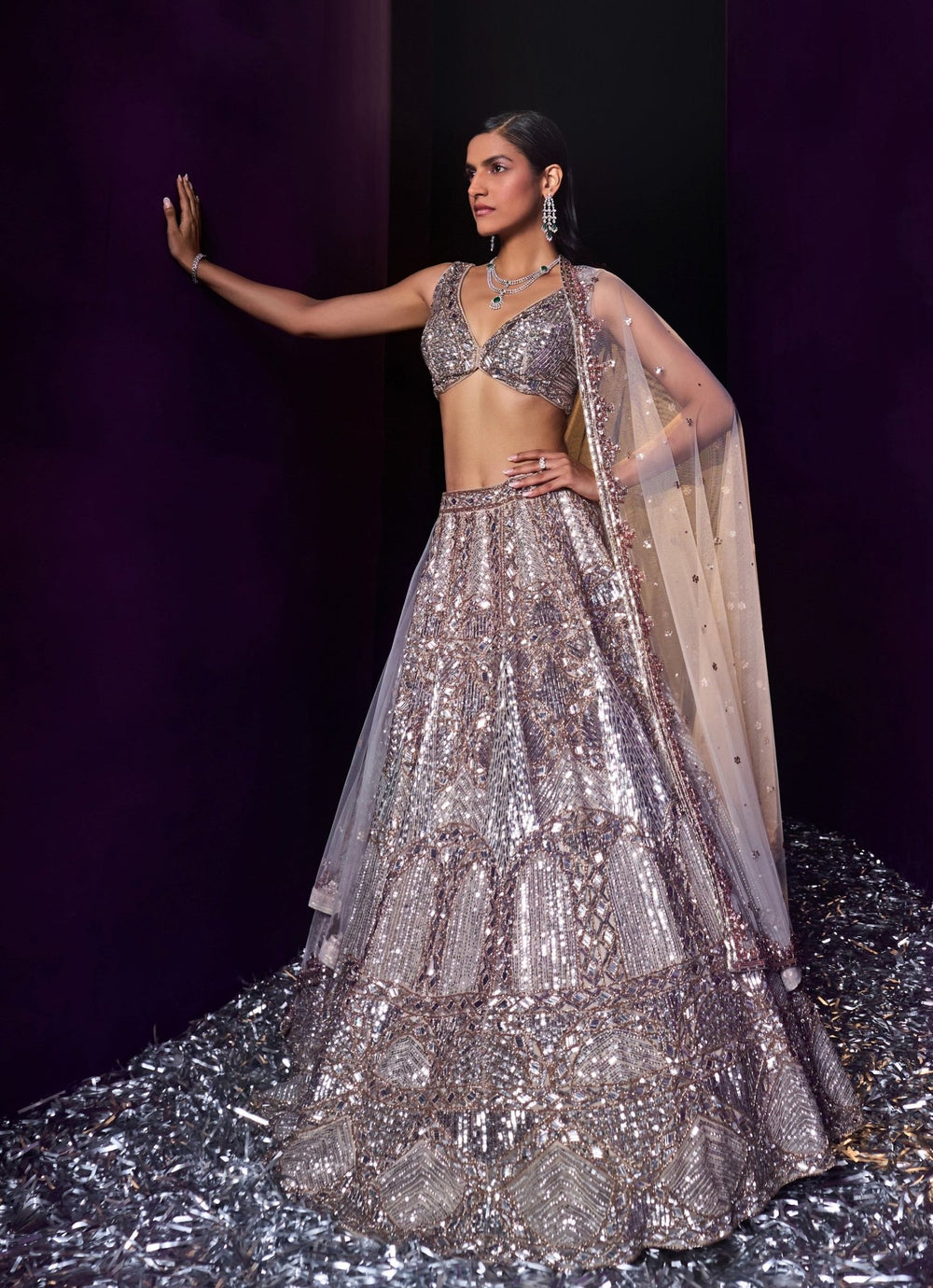 Champagne Gold Sequins Embroidered Bridal Lehenga Set Angad Singh - Fabilicious Fashion