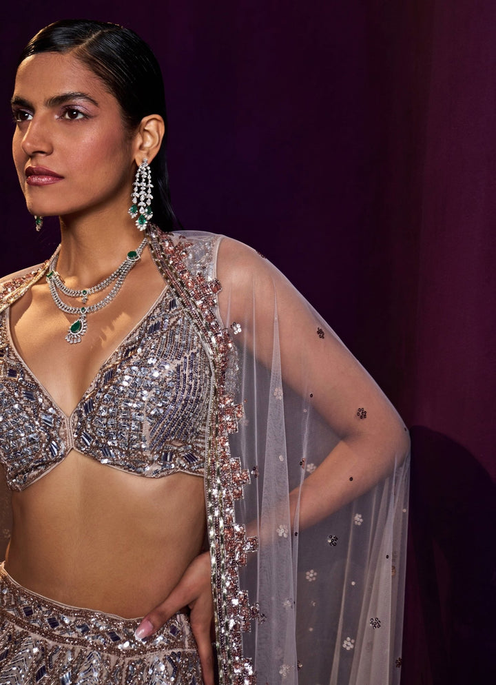 Champagne Gold Sequins Embroidered Bridal Lehenga Set Angad Singh - Fabilicious Fashion