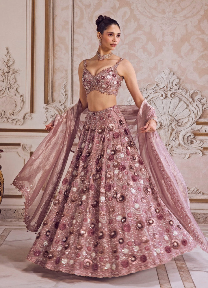 Champagne Lilac Silk Organza Lehenga Set Sanya Gulati - Fabilicious Fashion