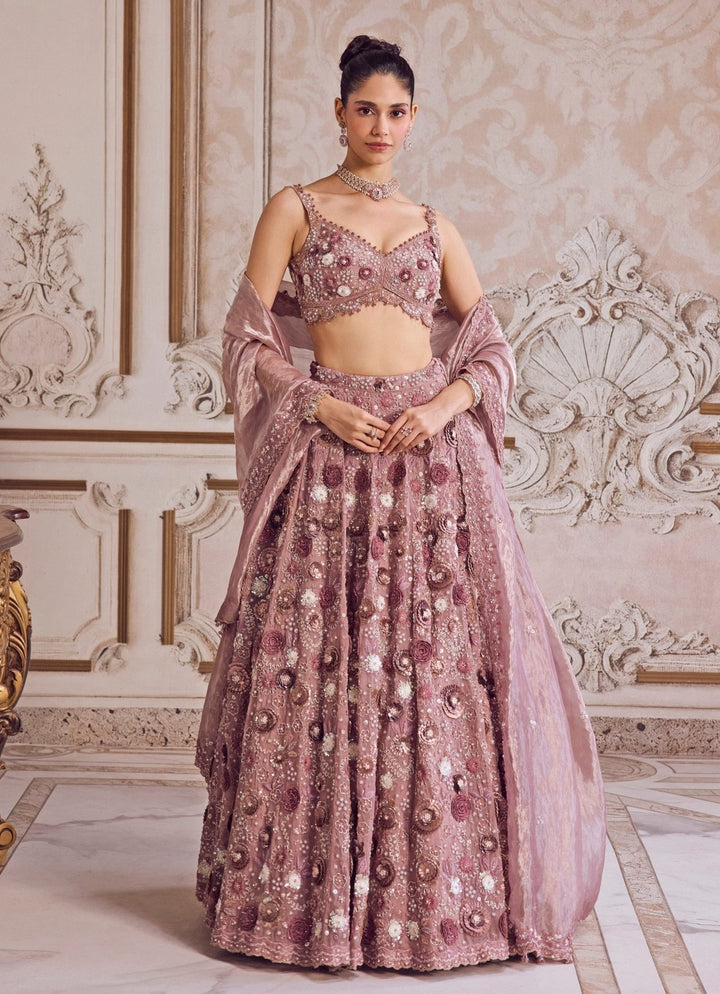 Champagne Lilac Silk Organza Lehenga Set Sanya Gulati - Fabilicious Fashion