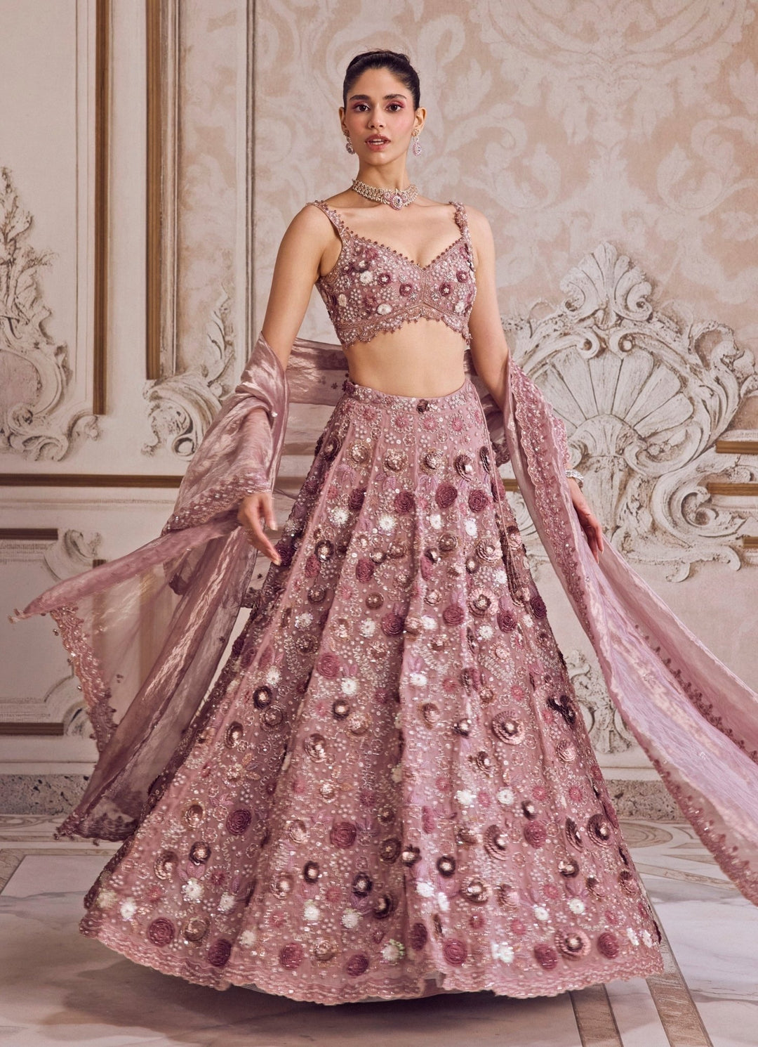 Champagne Lilac Silk Organza Lehenga Set Sanya Gulati - Fabilicious Fashion