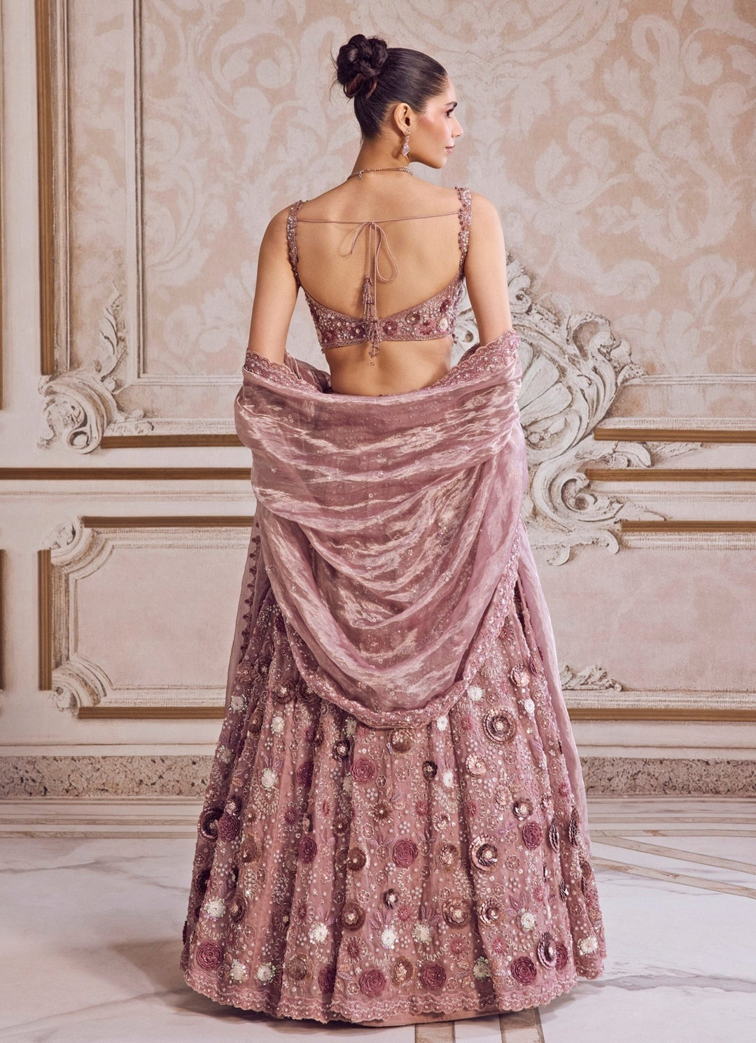 Champagne Lilac Silk Organza Lehenga Set Sanya Gulati - Fabilicious Fashion