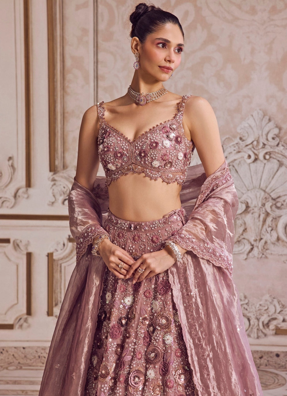 Champagne Lilac Silk Organza Lehenga Set Sanya Gulati - Fabilicious Fashion