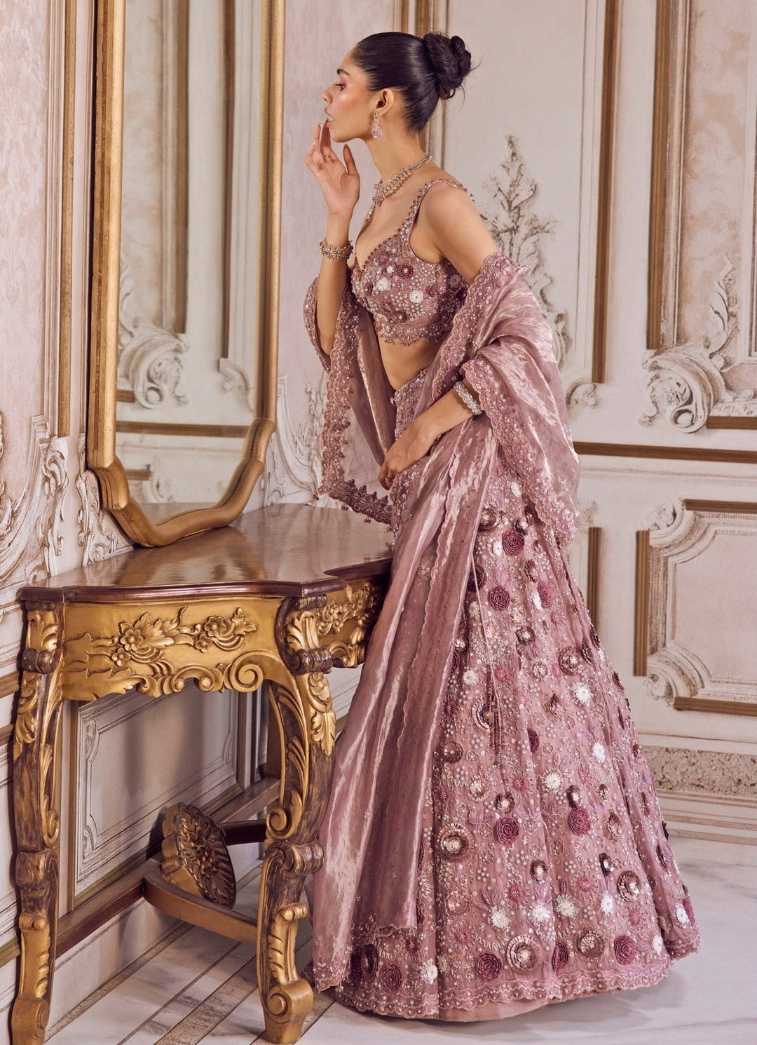 Champagne Lilac Silk Organza Lehenga Set Sanya Gulati - Fabilicious Fashion