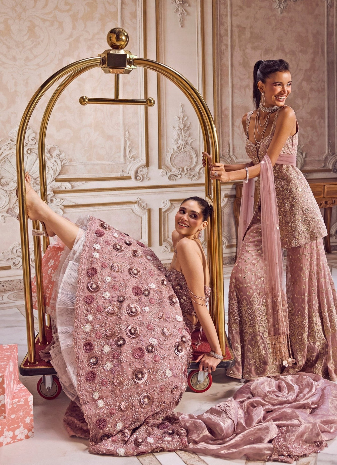 Champagne Lilac Silk Organza Peplum Kurta Pants Set Sanya Gulati - Fabilicious Fashion