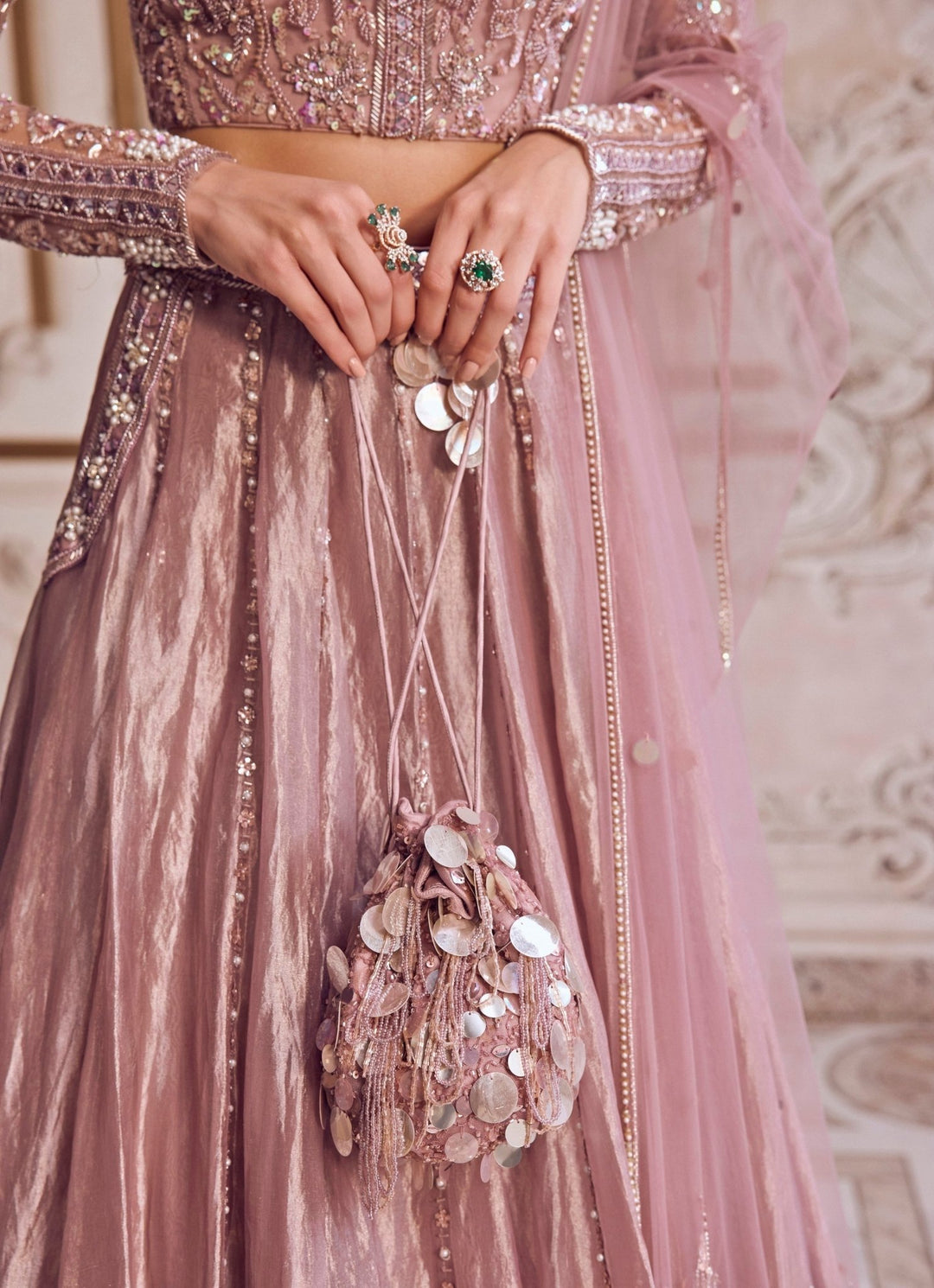 Champagne Lilac Tissue Lehenga Set Sanya Gulati - Fabilicious Fashion