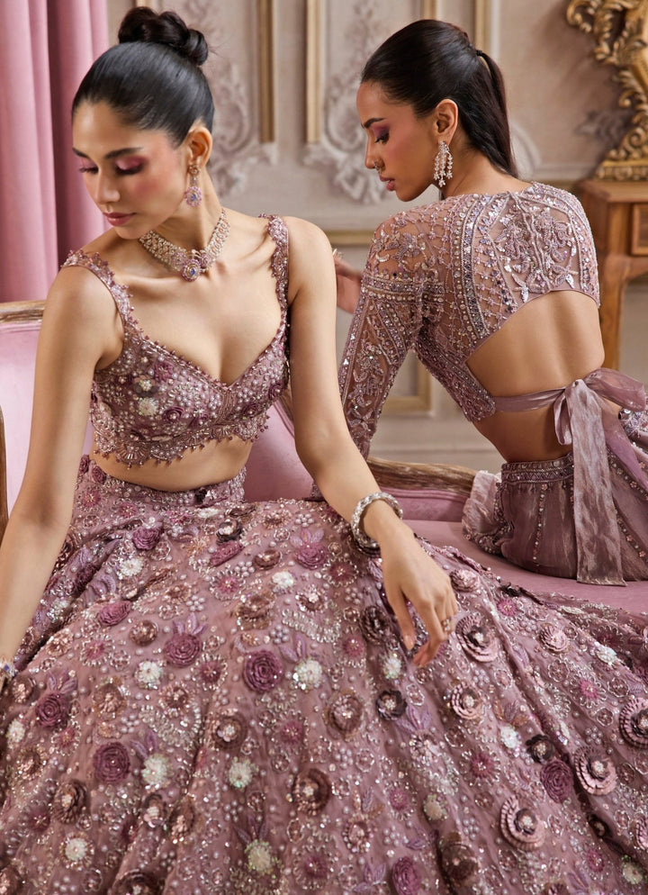 Champagne Lilac Tissue Lehenga Set Sanya Gulati - Fabilicious Fashion