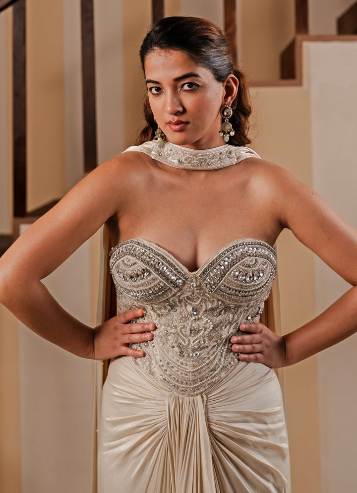 Jade by Ashima Champagne Satin Reverie Corset GownFabilicious Fashion