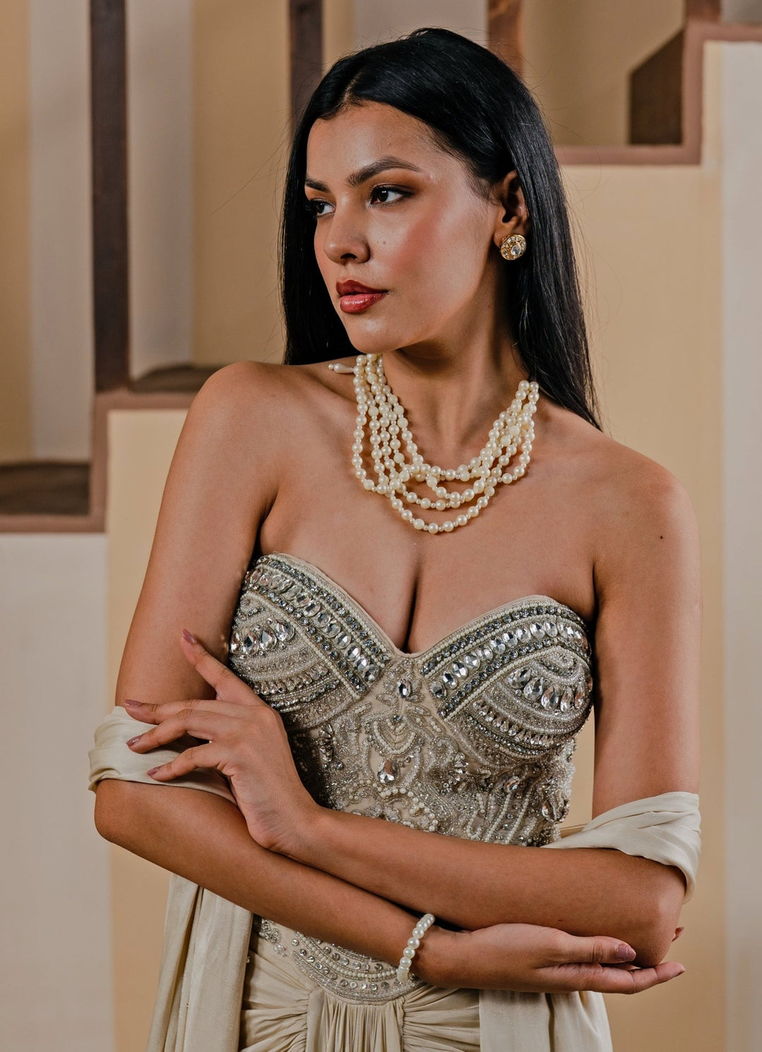 Jade by Ashima Champagne Satin Reverie Corset GownFabilicious Fashion