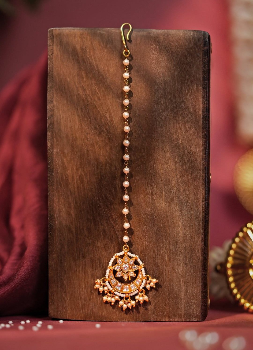 Chand Motif Matte Gold Maangtikka Riana Jewellery - Fabilicious Fashion