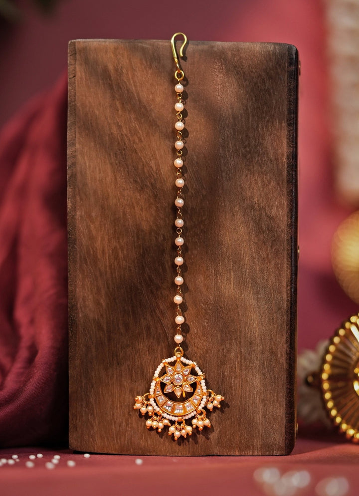 Chand Motif Matte Gold Maangtikka Riana Jewellery - Fabilicious Fashion