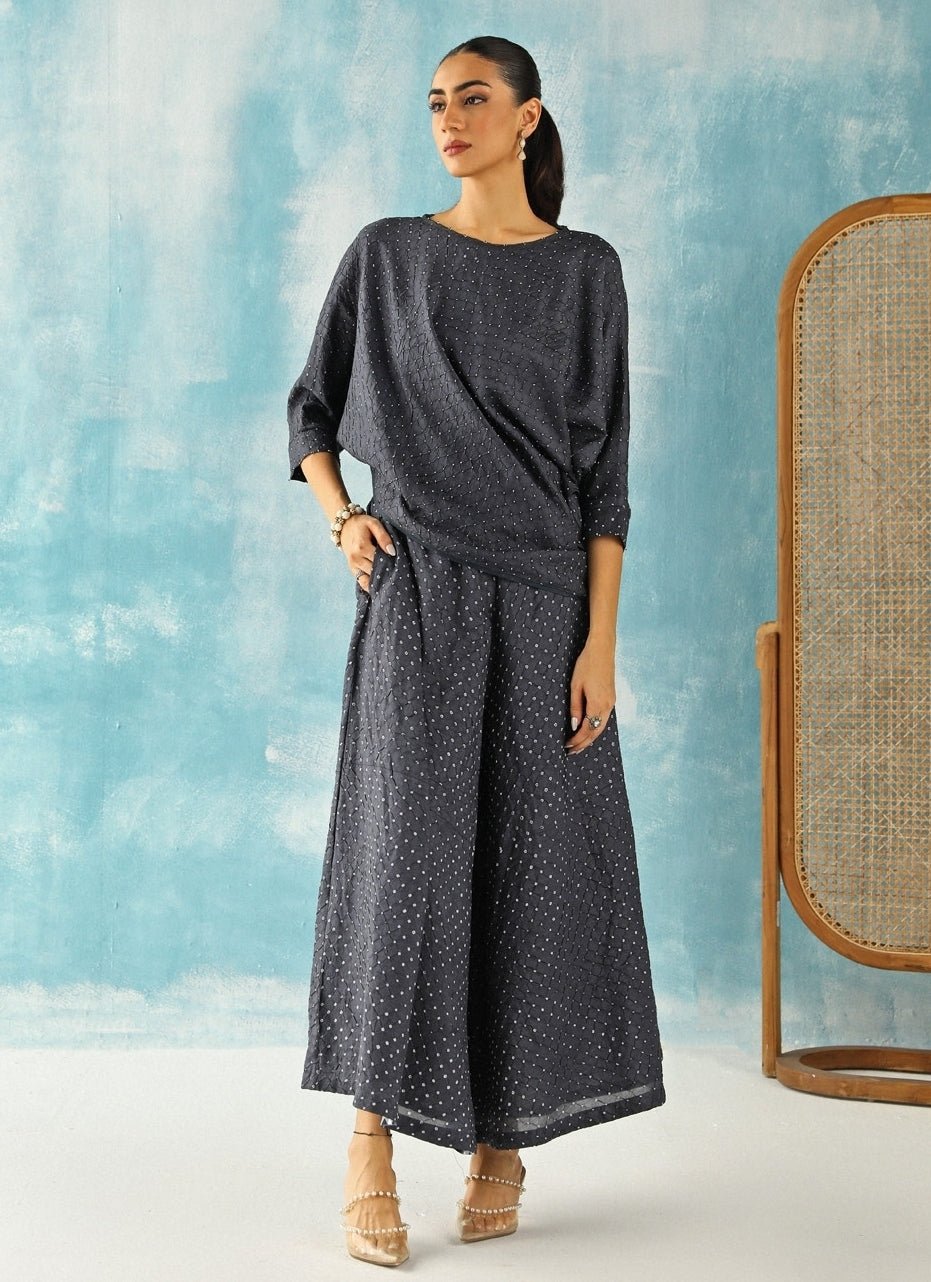 Twenty Nine Charcoal Grey Bandhani Top With SkirtFabilicious Fashion