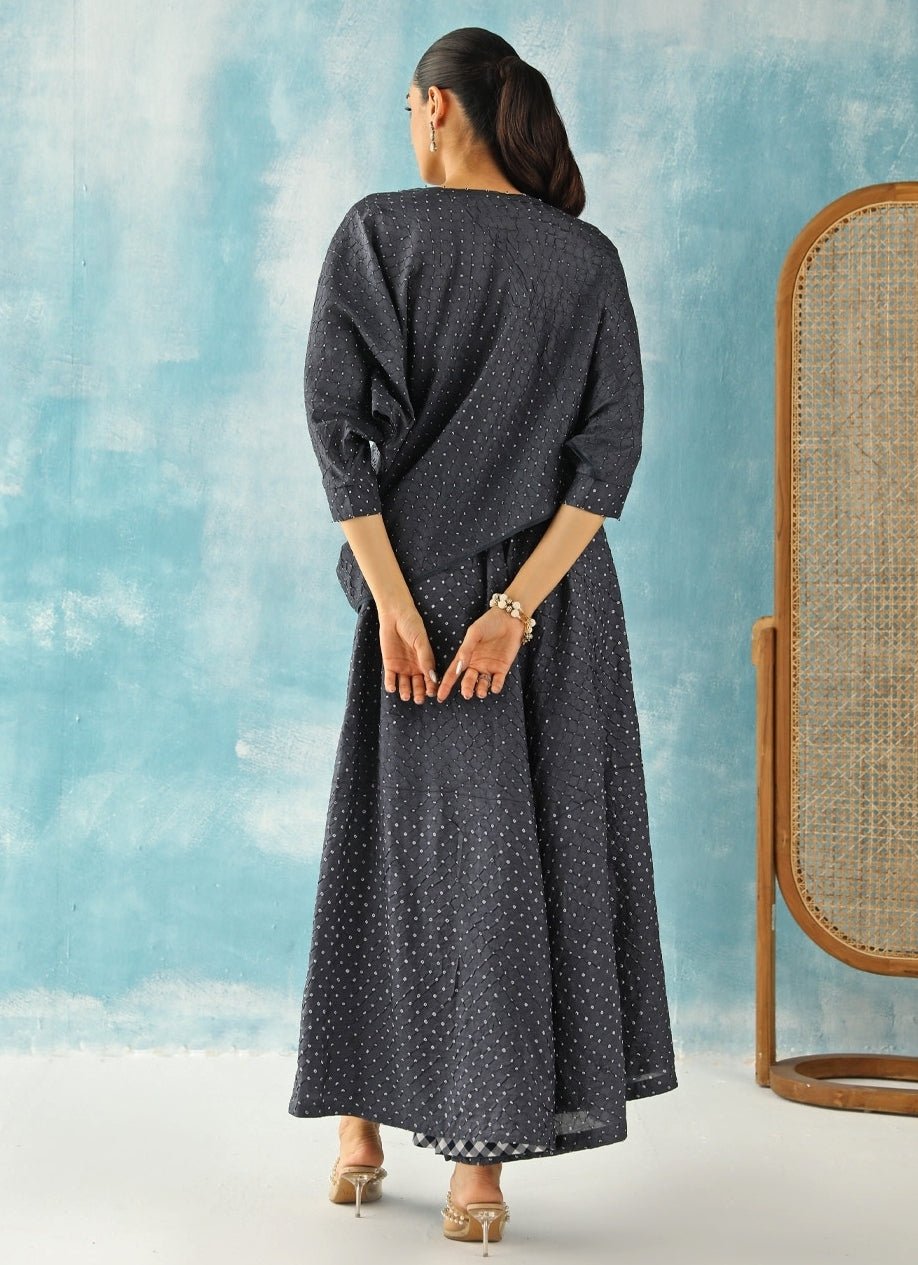 Twenty Nine Charcoal Grey Bandhani Top With SkirtFabilicious Fashion