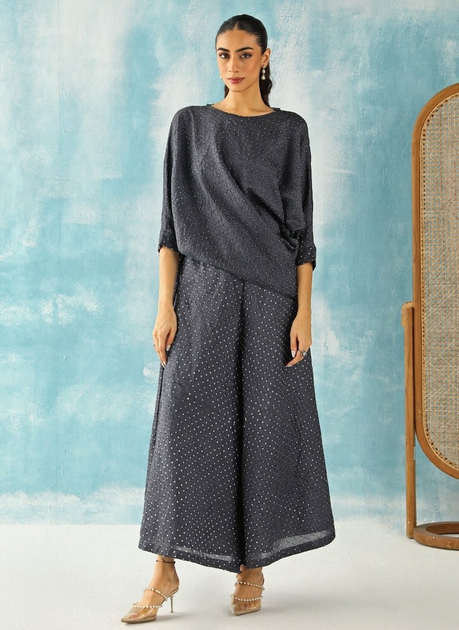 Twenty Nine Charcoal Grey Bandhani Top With SkirtFabilicious Fashion