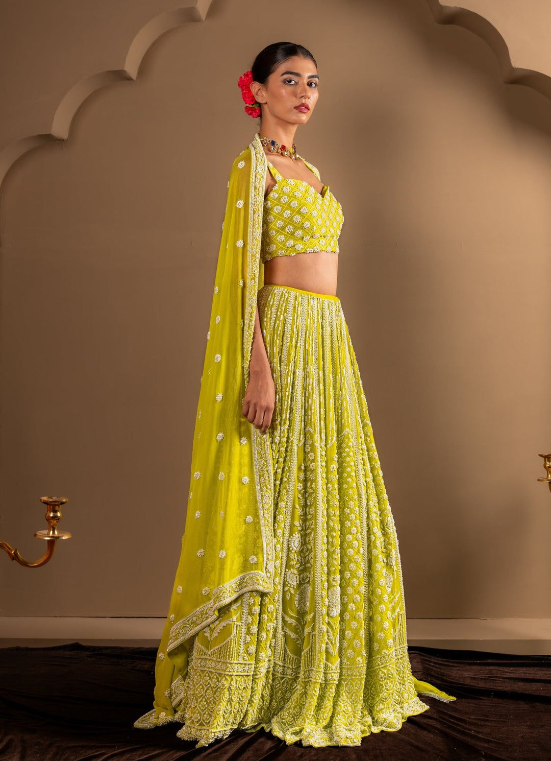 Citrus Green Georgette Lehenga Set Renee Label - Fabilicious Fashion