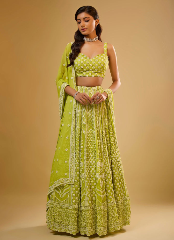 Citrus Green Georgette Lehenga Set Renee Label - Fabilicious Fashion