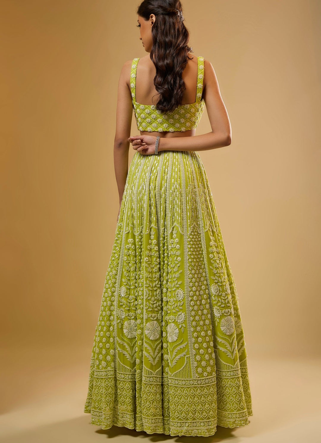 Citrus Green Georgette Lehenga Set Renee Label - Fabilicious Fashion