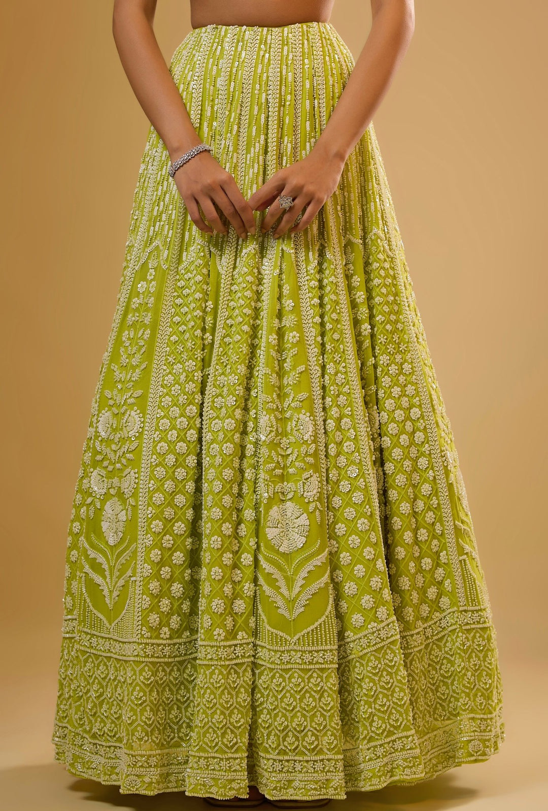 Citrus Green Georgette Lehenga Set Renee Label - Fabilicious Fashion