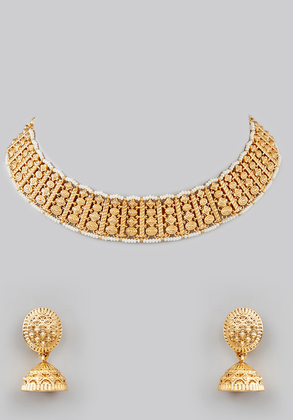 Classic Gold Kundan Choker Set Zevar by Geeta - Fabilicious Fashion