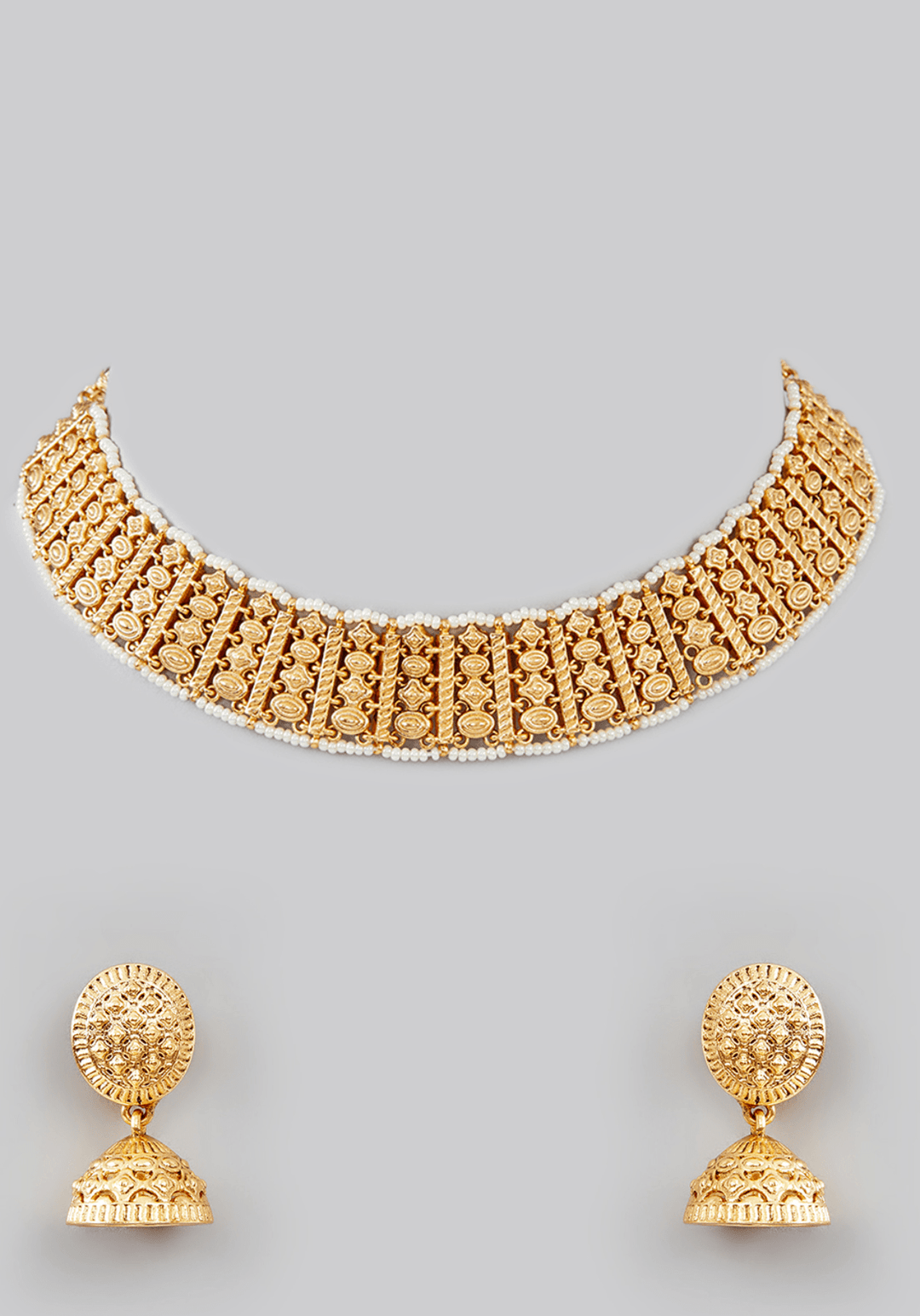 Classic Gold Kundan Choker Set Zevar by Geeta - Fabilicious Fashion