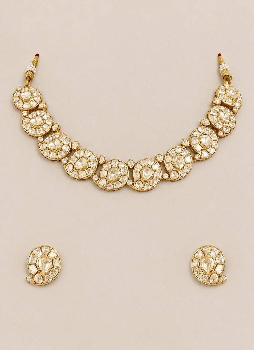 Zevar by Geeta Classic Gold Kundan Necklace SetFabilicious Fashion
