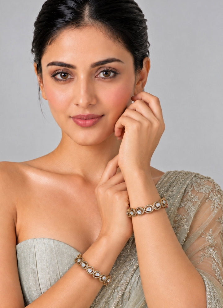 Vivinia By Vidhi Mehra Classic Moissanite Polki Link BanglesFabilicious Fashion