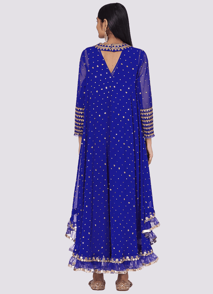 Cobalt Blue High Low Kurta Set Vvani by Vani Vats - Fabilicious Fashion