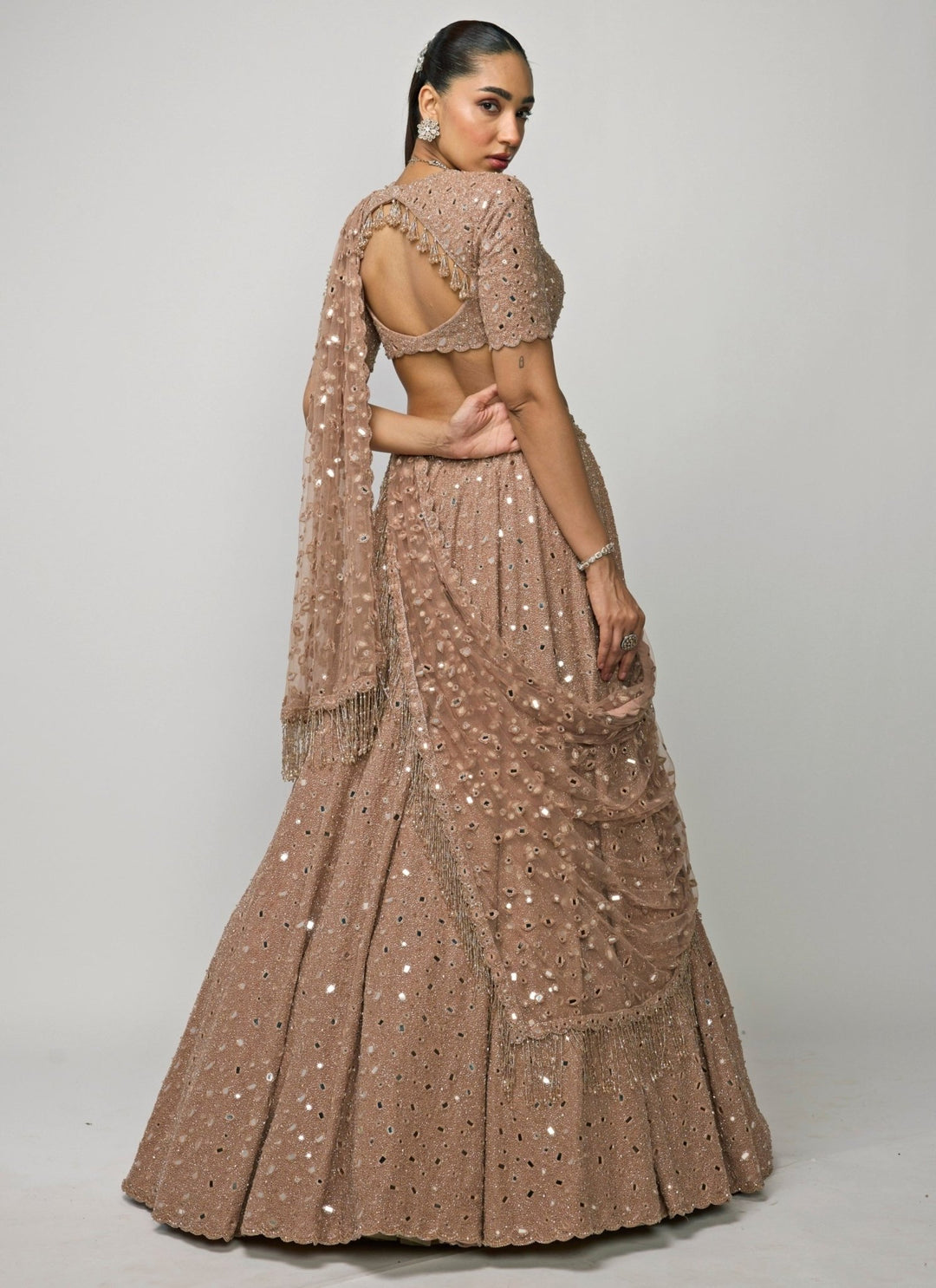 Vvani by Vani Vats Copper Brown Crepe Lehenga SetFabilicious Fashion