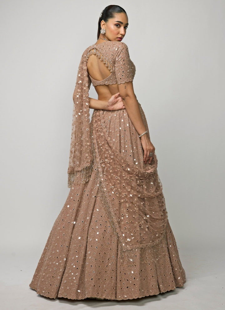 Vvani by Vani Vats Copper Brown Crepe Lehenga SetFabilicious Fashion