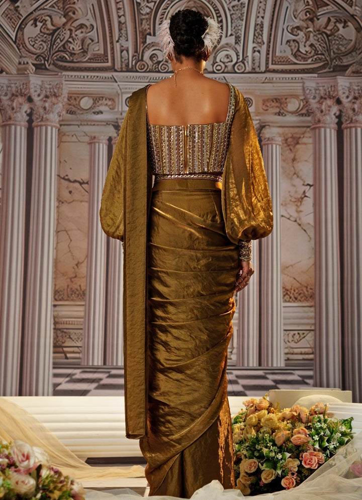 Copper Embroidered Organza Saree Nidhika Shekhar - Fabilicious Fashion