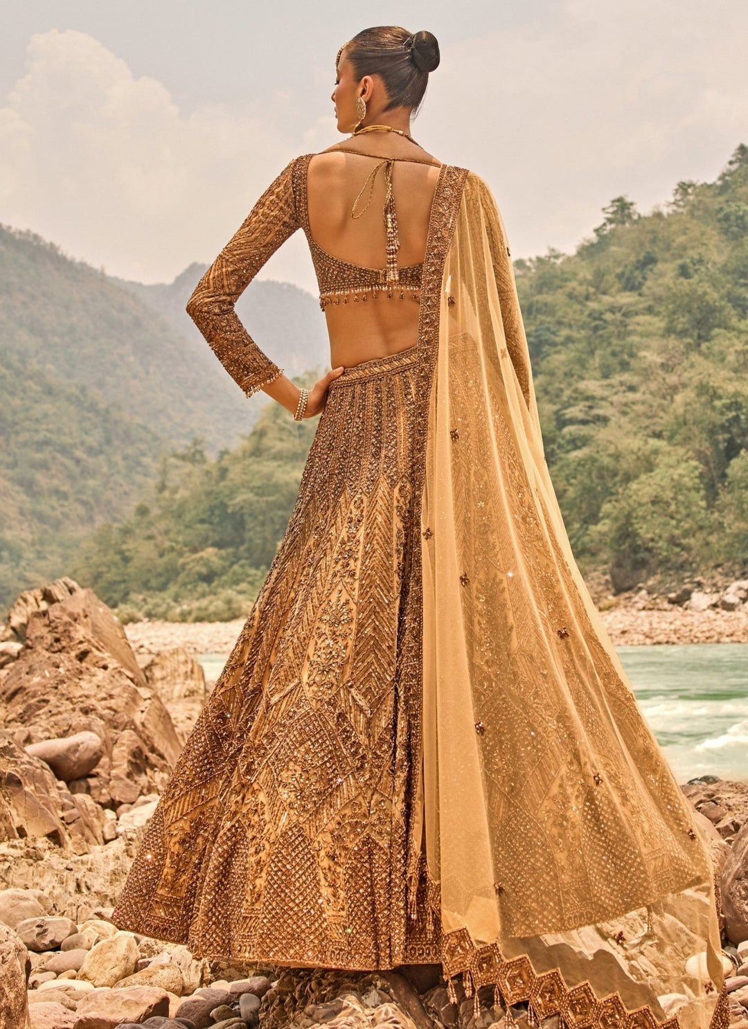 Nitika Gujral Copper Jewelled Soft Net Lehenga SetFabilicious Fashion
