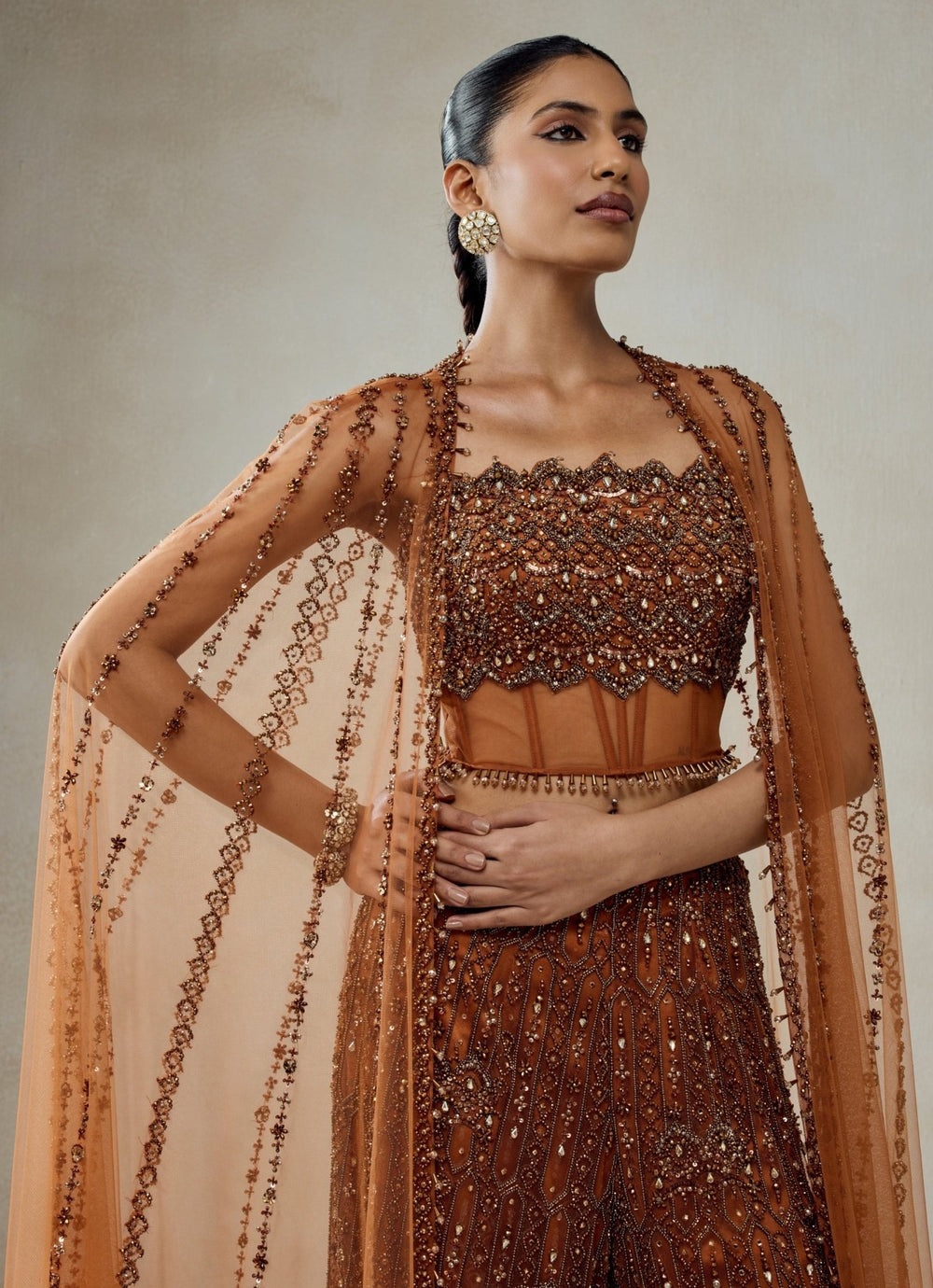 Nitika Gujral Copper Soft Net Blouse Sharara SetFabilicious Fashion