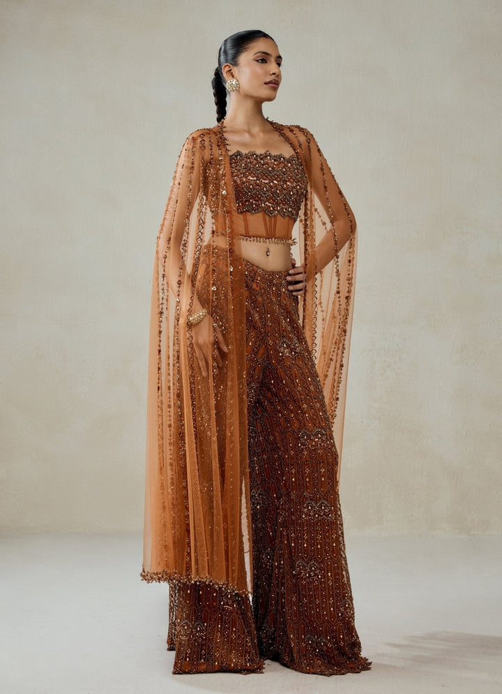 Nitika Gujral Copper Soft Net Blouse Sharara SetFabilicious Fashion