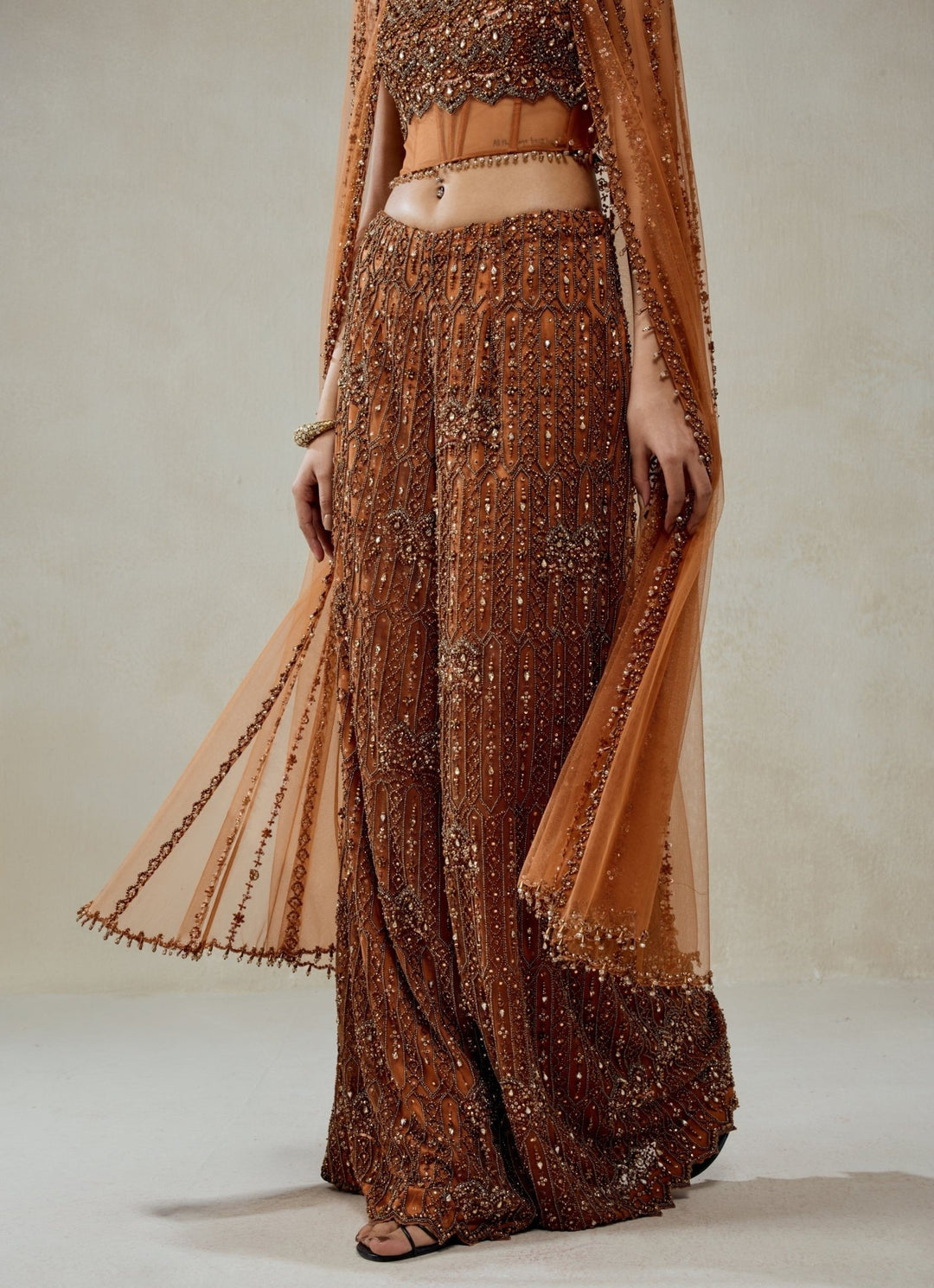 Nitika Gujral Copper Soft Net Blouse Sharara SetFabilicious Fashion