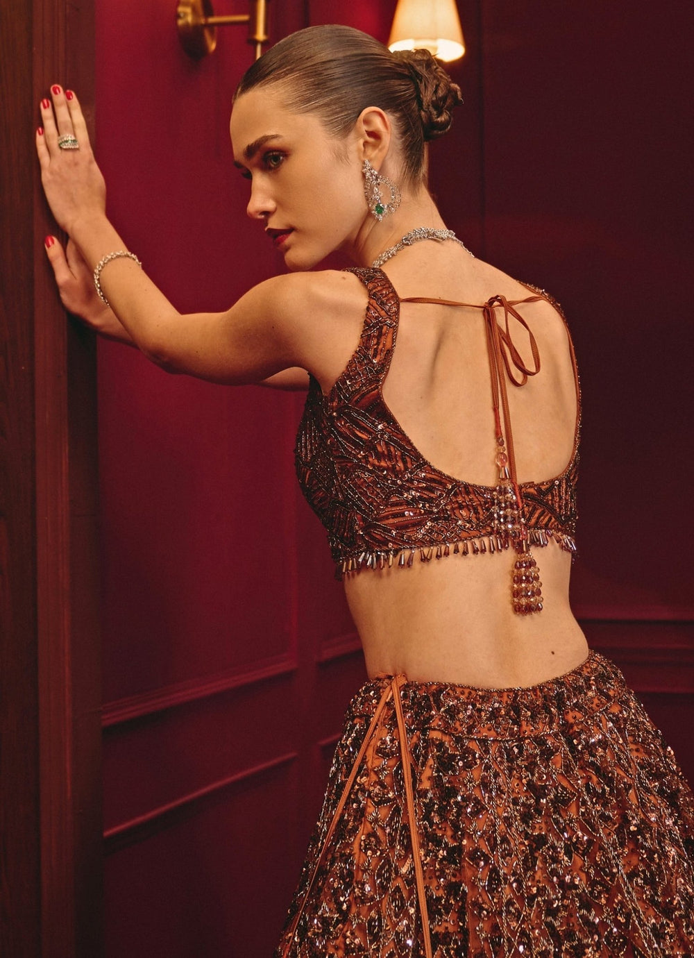 Copper Soft Net Bridal Lehenga Angad Singh - Fabilicious Fashion