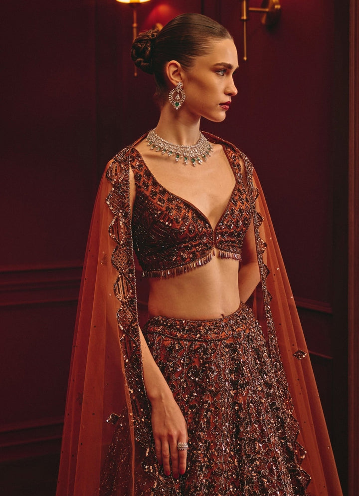 Angad Singh Copper Soft Net Bridal LehengaFabilicious Fashion