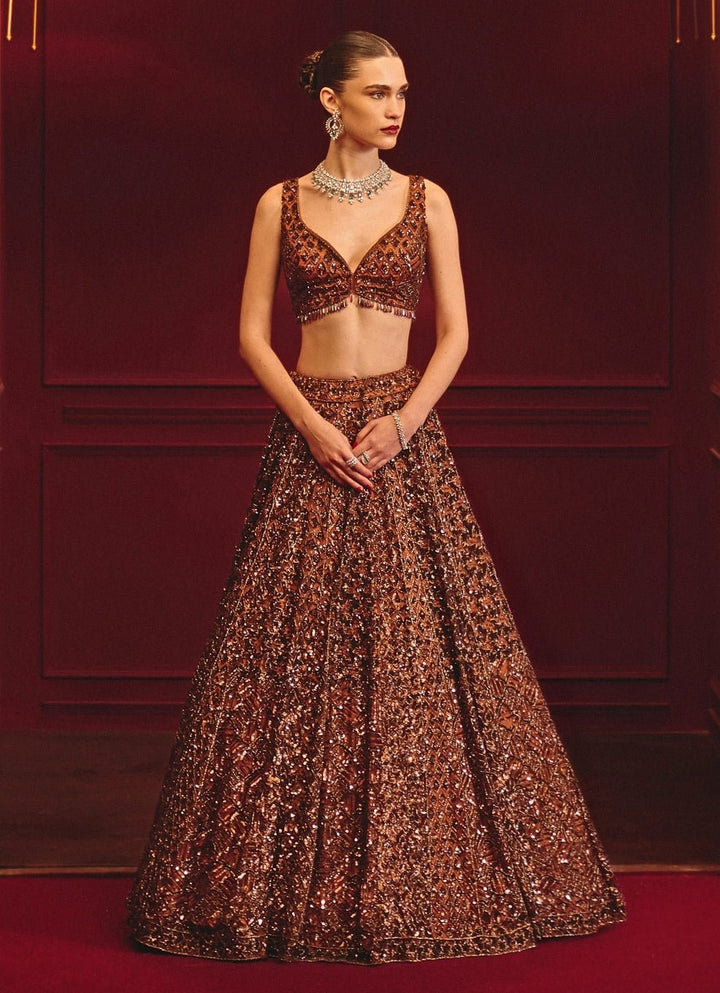 Angad Singh Copper Soft Net Bridal LehengaFabilicious Fashion