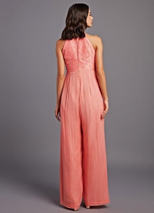 Chamee and Palak Coral Embroidered Georgette JumpsuitFabilicious Fashion