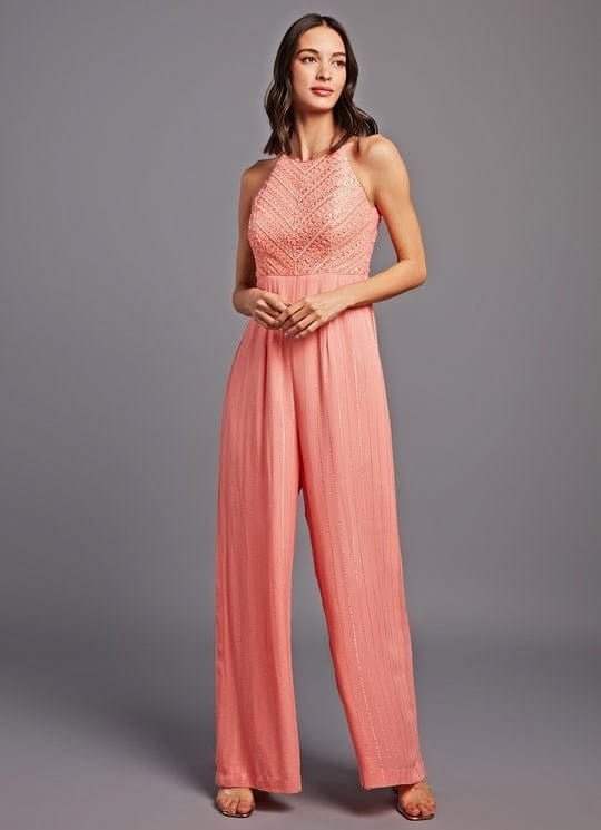 Chamee and Palak Coral Embroidered Georgette JumpsuitFabilicious Fashion